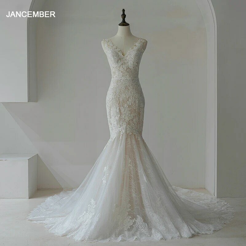 Popular Design Promotion Wedding Dresses For Women 2024 Bride Mermaid V-neck Backless Zipper Vestido De Novia QW01910