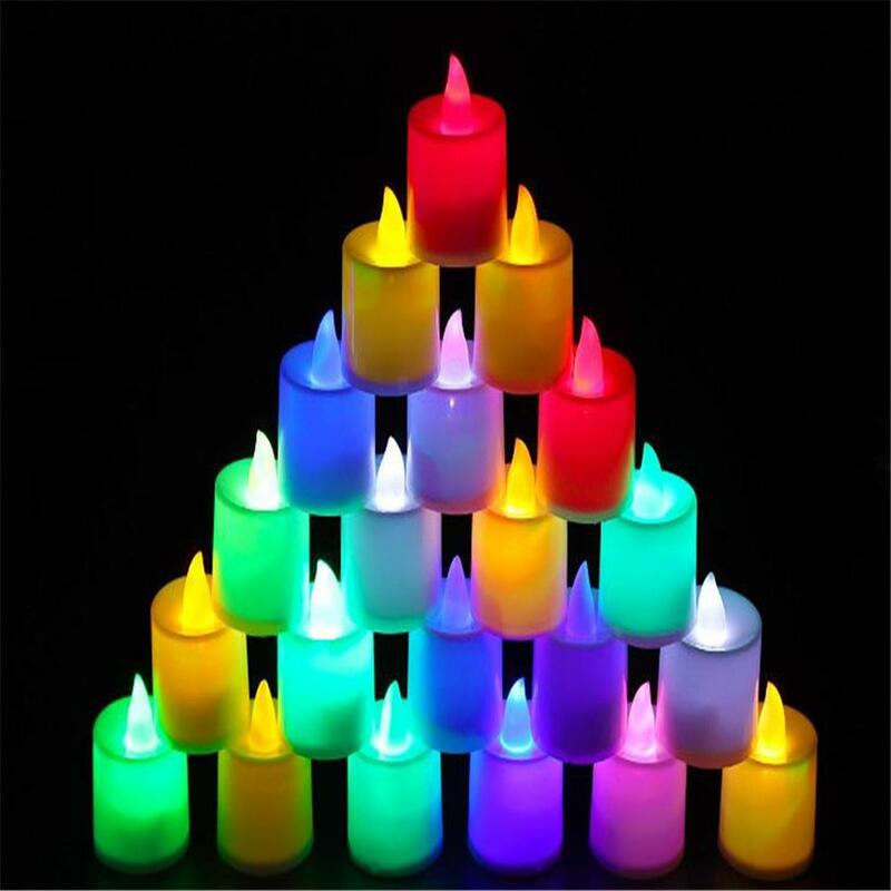 Luz LED sin llama para decoración del hogar, velas electrónicas, lámpara para boda, fiesta de cumpleaños, Festival, multicolor, 1 unidad
