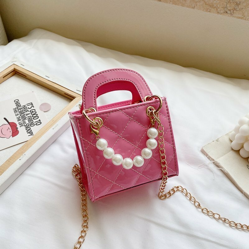 Tas kulit PU anak perempuan, tas bahu tunggal kecil warna polos sederhana tas tangan serbaguna mode baru