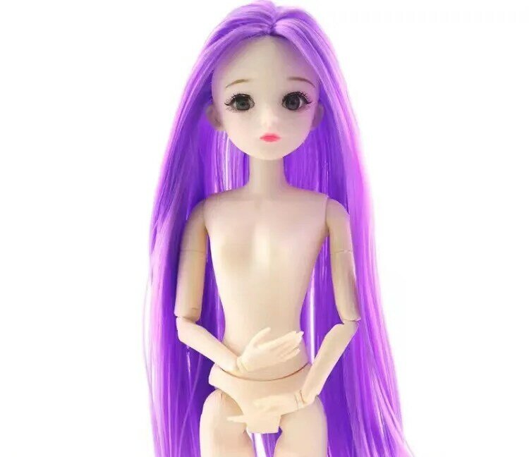 Boneka BJD, mainan untuk anak perempuan, boneka putri cantik rambut wig panjang mata 3D rias badan 1/6 cm modis 30cm
