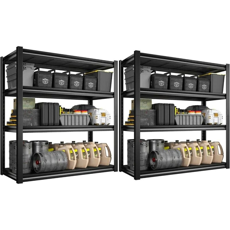 Raybee-頑丈な金属製のガレージ棚、収納棚、幅40インチ、4段、調整可能な棚