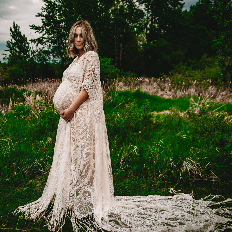 Don&Judy Boho Embroidery Maternity Dress V-neck Tassels Photography Prop Maxi Pregnant Woman Babyshower Party Wedding Gowns Gift