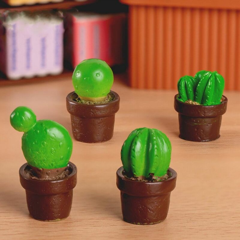 Schattige Cactus Standbeeld Bonsai Ornament Realistische Diy Mini Cactus Ornamenten Handgemaakte Hars Cactus Model Desk Ornament