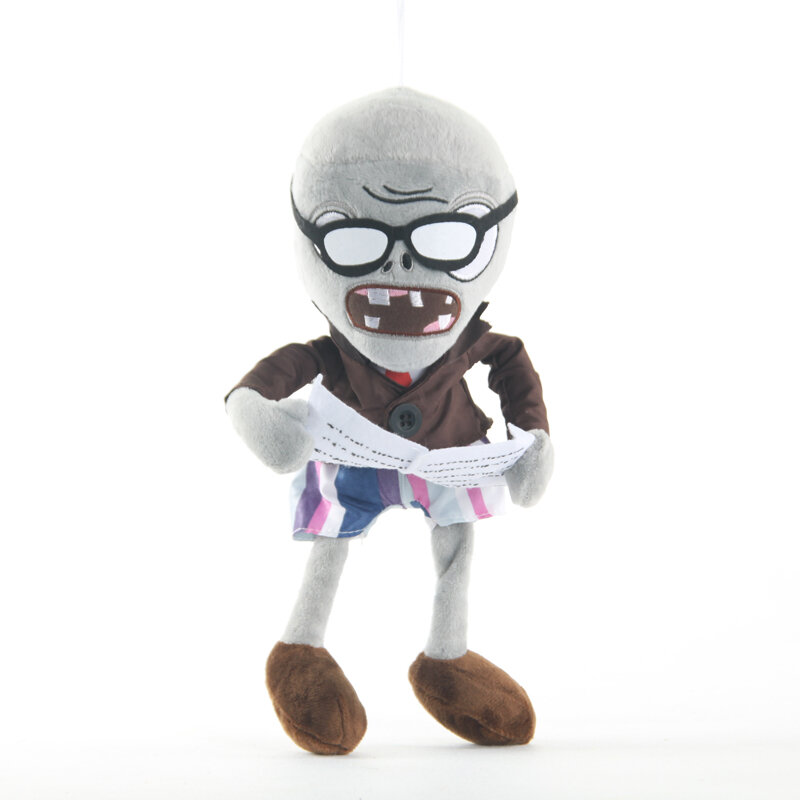 PVZ Newspaper Zombies Plush Doll, brinquedo de pelúcia macio, presentes para crianças, crianças, 30cm, 1pc
