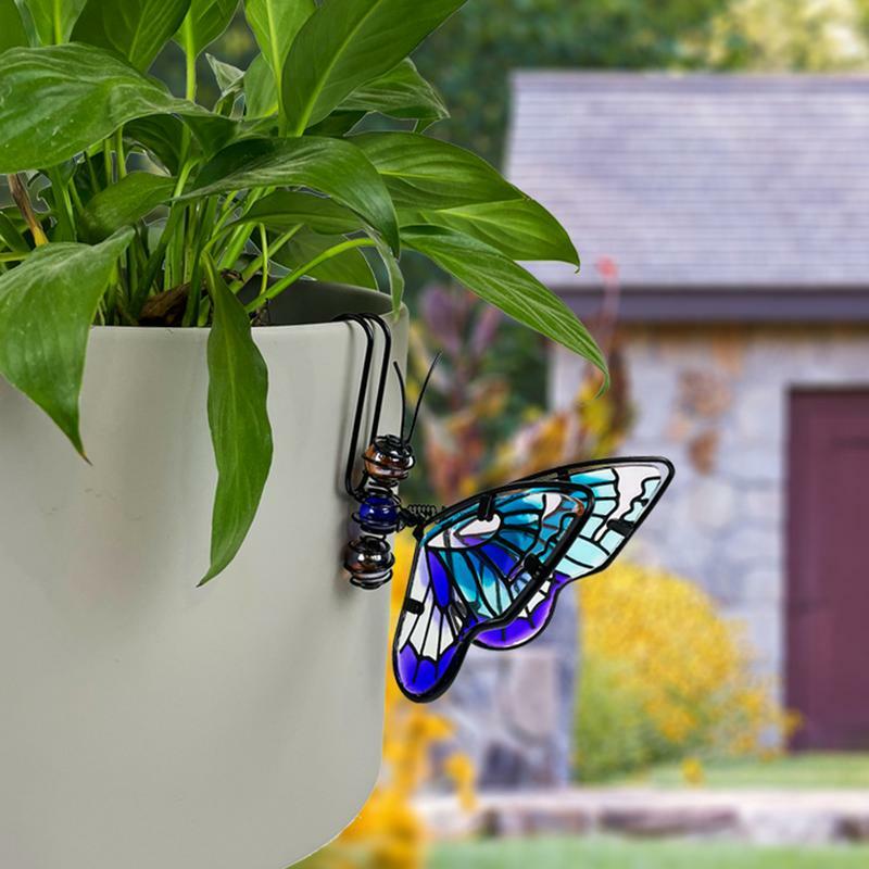 Flower Pot Decoration Hanger 3pcs Colorful Green Plant Decoration Butterfly Pendant Decorative Flower Pot Decor Butterfly