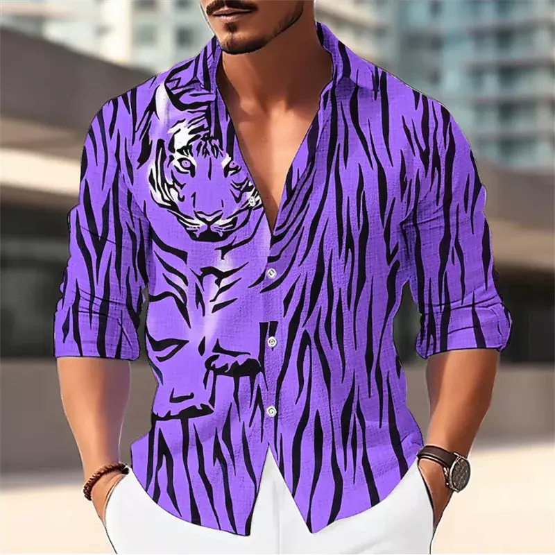 Koszulka z lwem t-Shirt modna męska na co dzień projektantka na zewnątrz wzór HD koszulka z guzikami na imprezę uliczną 7 kolorów 2023
