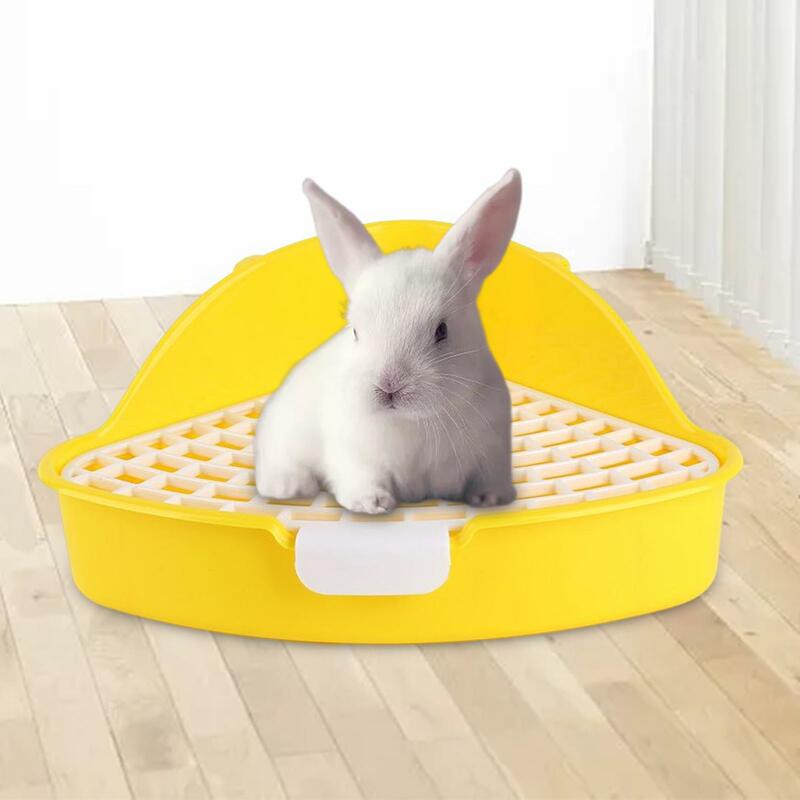 Triangle Medium Rabbit Litter Box with Grid for Chinchilla Cage Supplies