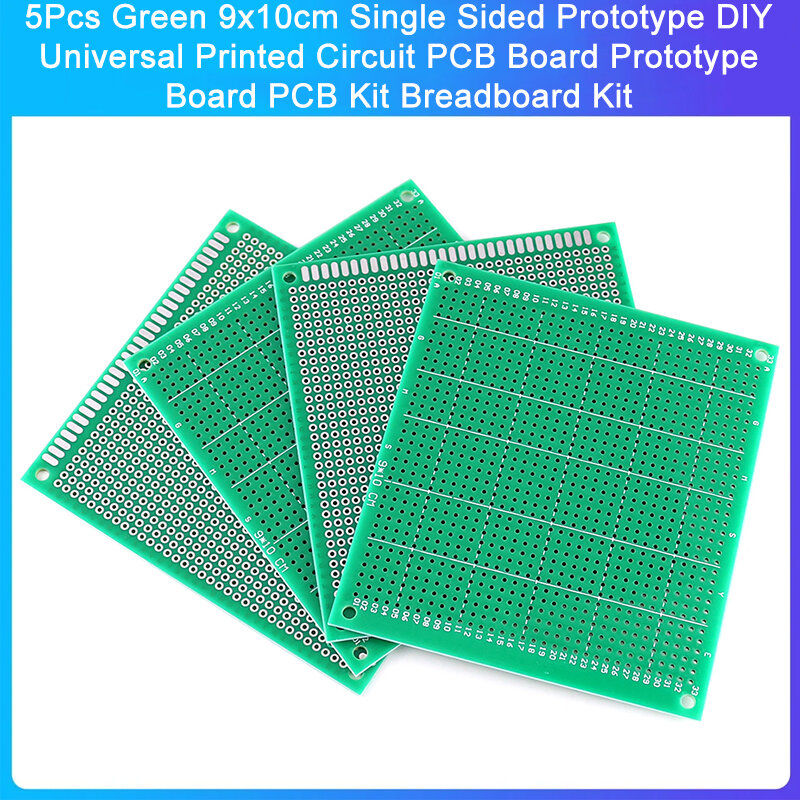 シングル面PCBキット、ユニバーサルプリント回路、diyブレッドボードキット、グリーン、9x10cm、5個