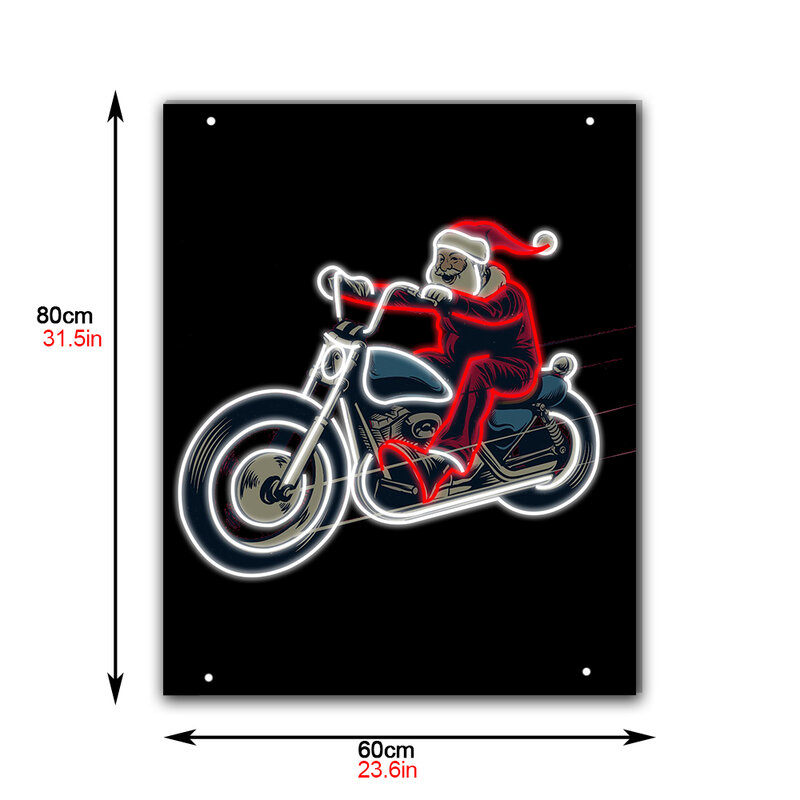 맞춤형 산타 클로스 라이딩 오토바이, 초대형 스키 네온 사인, 새해 홈 장식 조명