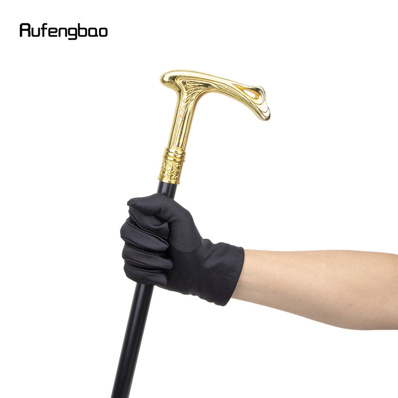 Gold Luxury Flow Line Type Single Joint Walking Stick with Hidden Plate Self Defense Fashion Cane Plate Cosplay Crosier 93cm