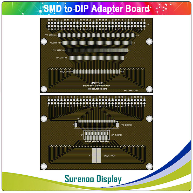 Lance acima para baixo o contato, conector de SMD, adaptador do PWB, tela de exposição do módulo de TFT LCD, 14P, 18P, 24P, 37P, 40P, 50P, 0,3, 0,5, 1,0