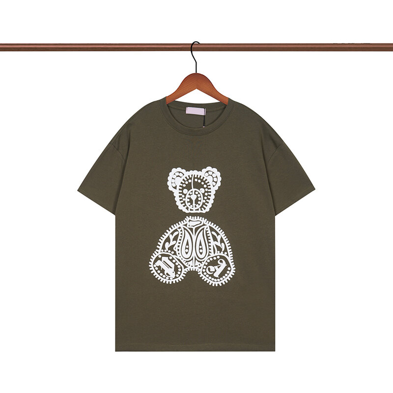남녀공용 귀여운 곰 티셔츠, 레저 스트리트웨어, 브랜드 디자이너, 최고 품질, 2024 새로운 브랜드, 여름