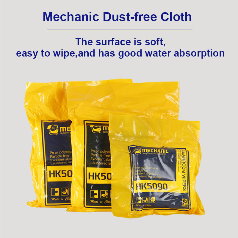 MECHANIC HK5090 10*10cm Dust Free Cloth Soft Cleanroom Wiper Microfiber Wipe Non-dust Fabric Clean LCD Repair Cloth for Phone