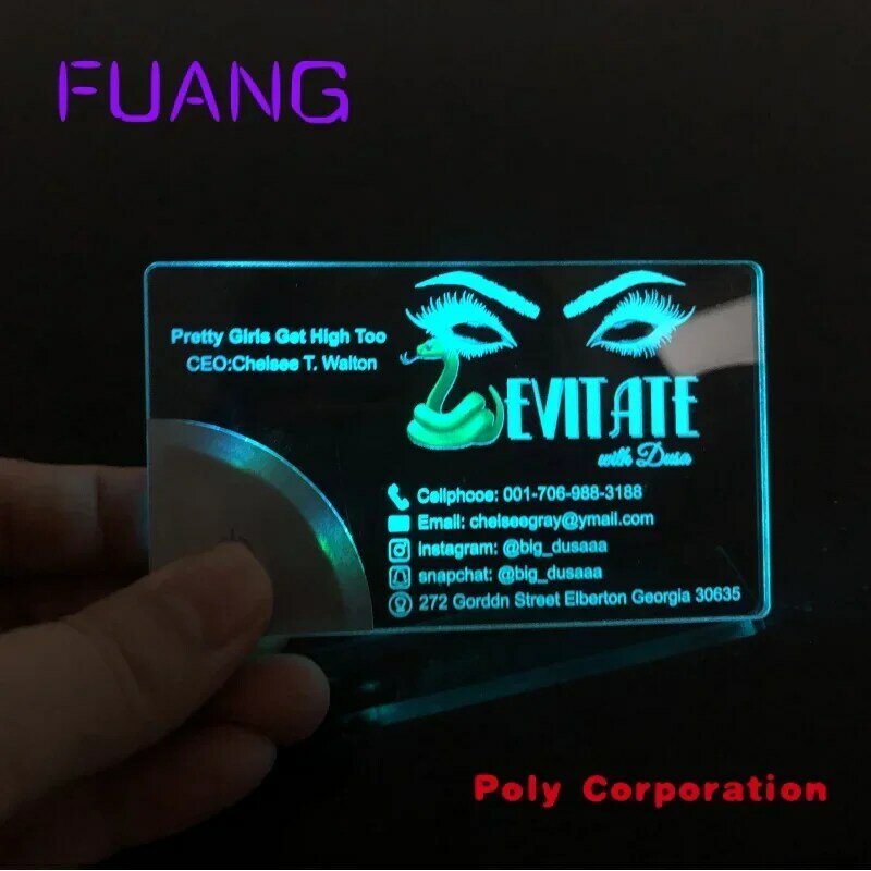 Litian-bateria operado cartão do convite, iluminação longa fulgor cartão de nome, acender brilho no escuro, cartão de visita, boa qualidade, personalizado