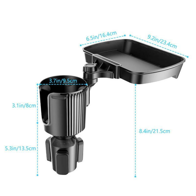 Car Cup Holder Tray Adjustable Rotatable Extender Tray Space Car Food Table Tray With Phone Holder For SUVs Golf Carts Trucks