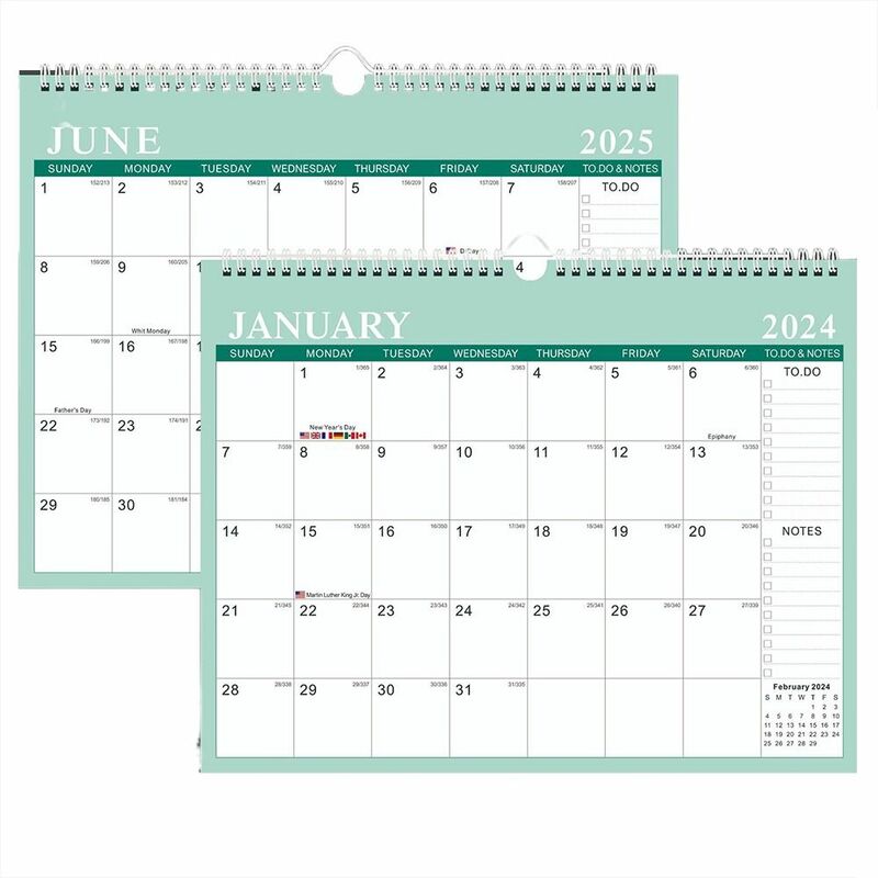 2024 duża ściana kalendarz biurkowy kalendarzowych zawiera coroczne miesięczne cotygodniowe terminarz do zrobienia z listą wiszących planów