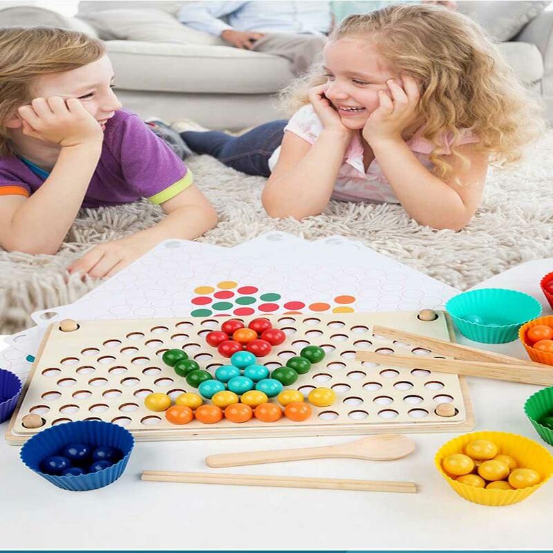 Madeira arco-íris Clip Beads Jogos para crianças, Color Matching, classificação brinquedos educativos, meninos e meninas presentes de aniversário