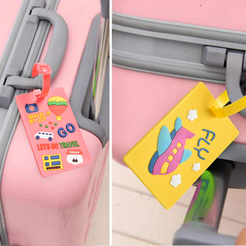 Etiquetas de equipaje de silicona de alta calidad, soporte para identificación de maleta, etiqueta portátil, accesorios de viaje