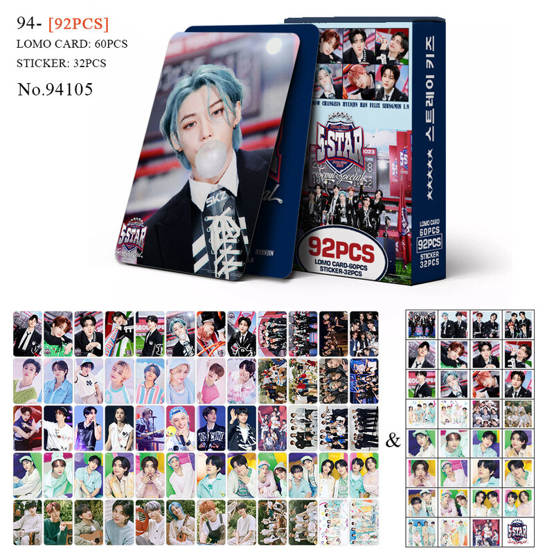 92 Stuks Straykids Fotokaart Albums Lomo Kaart Felix Lee Weet Hyunjin Bang Chan Ansichtkaart Stickers Collectie Kaart Fans Cadeau