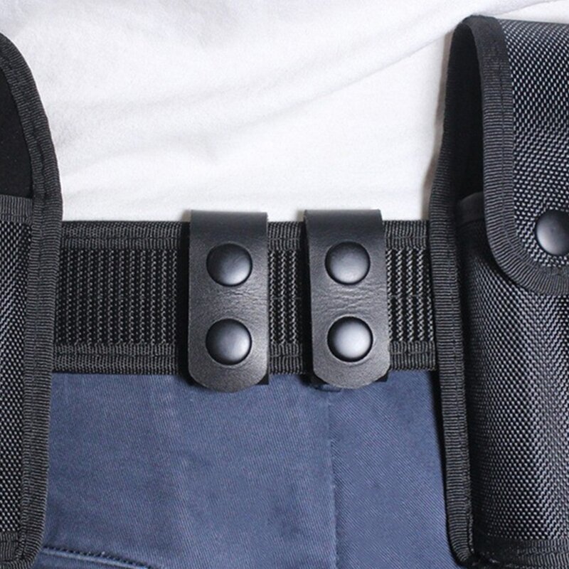 حامل مشبك حزام من الجلد الصناعي مع أزرار كبس مزدوجة للمعدات العسكرية دروبشيب