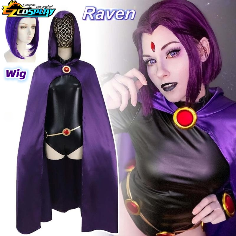 Teen Titans Raven Cosplay Costume, Deluxe Jumpsuit, Everak Belt, trempé, Halloween Uniform for Women XS-3XL