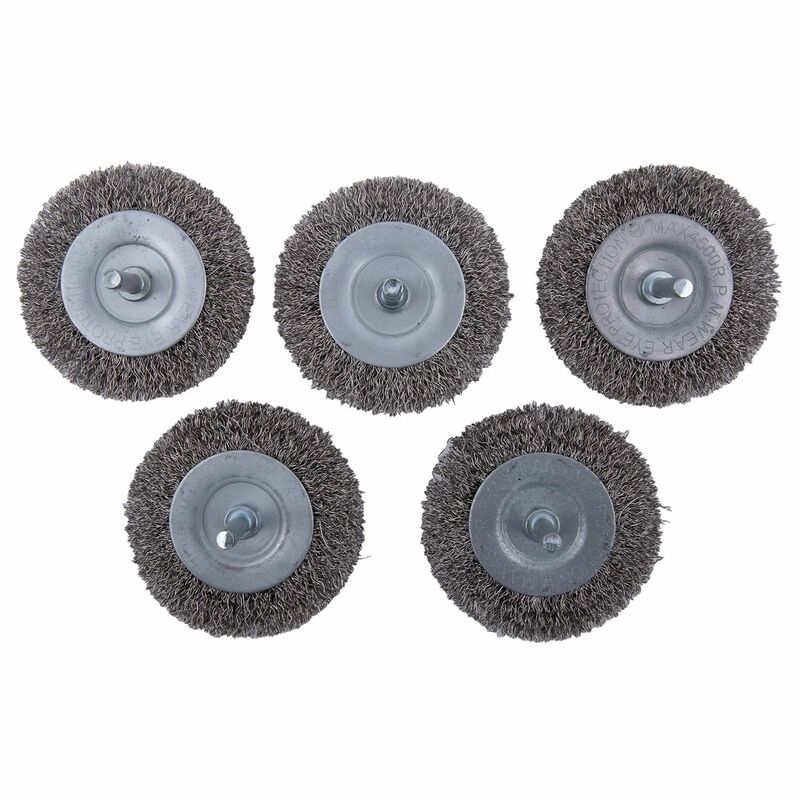 Spazzola per ruote in filo metallico da 5 pezzi da 3 pollici per spazzole metalliche per la pulizia della ruggine adatta per lavori veloci su un'ampia Area