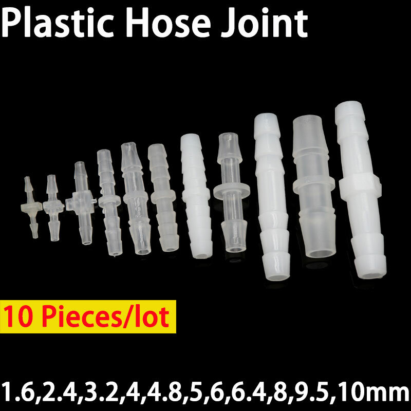 10pcs Pagoda Plastic Hose Joint 1.6 2.4 3.2 4 4.8 5.6 6.4 8 9.5 10 mm Pipe Hose Connector Accessories