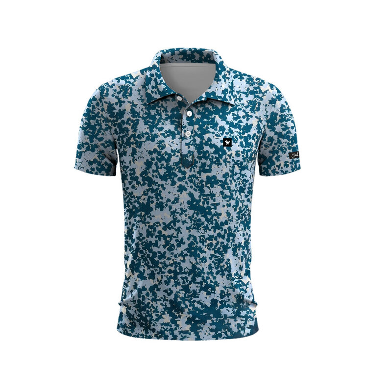 Men's Golf Polo Shirt Burst Crack Pattern Men's Summer Golf T-Shirt Top Quick Drying Golf Club Button T-Shirt Polo Shirt
