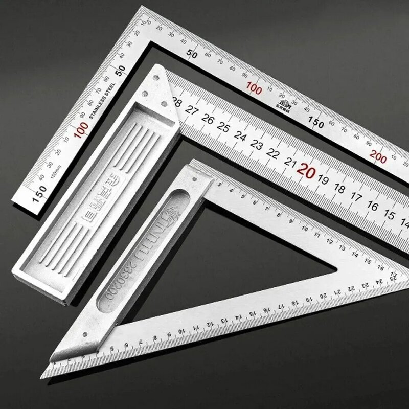 Regla cuadrada de aleación de aluminio, ángulo recto de 90, regla de torneado para carpintería, herramientas de medición de acero, calibre