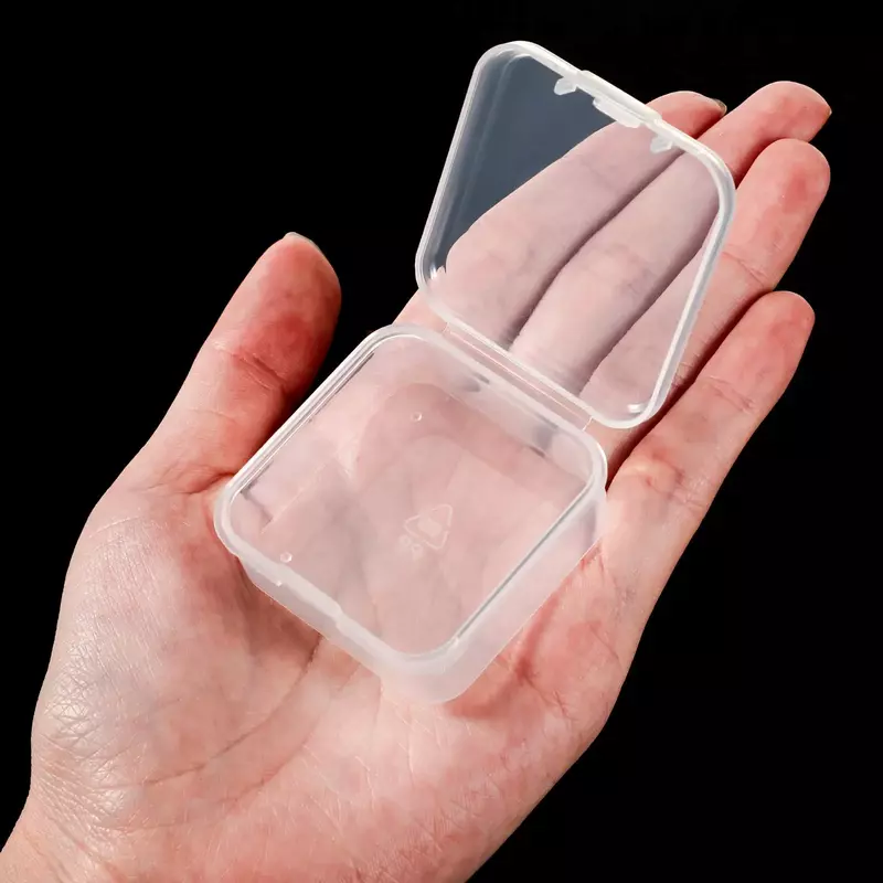 6/12 pçs quadrado plástico caixa de armazenamento de jóias recipiente transparente caixa quadrada caso organizador embalagem para jóias contas brincos