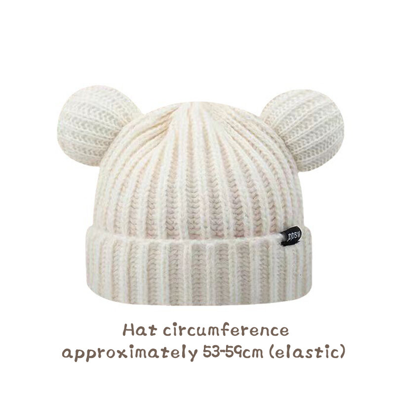 Lovely Women's Fashion Knitted Hat Caps Cute Bear Ears Adult Soft Plush Thickened Outdoor Ear Protection Warm Hat Female Hat