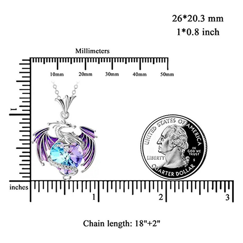 Красочное ожерелье с подвеской в виде дракона с кристаллами для женщин изысканное ожерелье с синим фиолетовым драконом в подарок