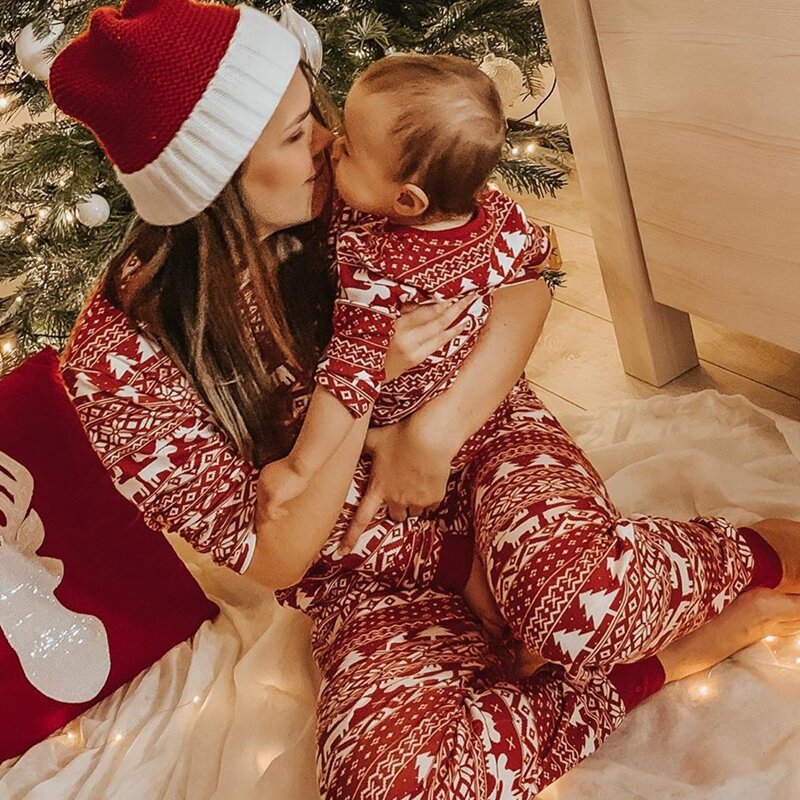 Ubrania mama i ja 2023 nowe zestaw piżam bożonarodzeniowych dla rodziny bezalkoholowe śliczne piżamy dla dorosłych dzieci 2 sztuki garnitur stroje na Boże Narodzenie