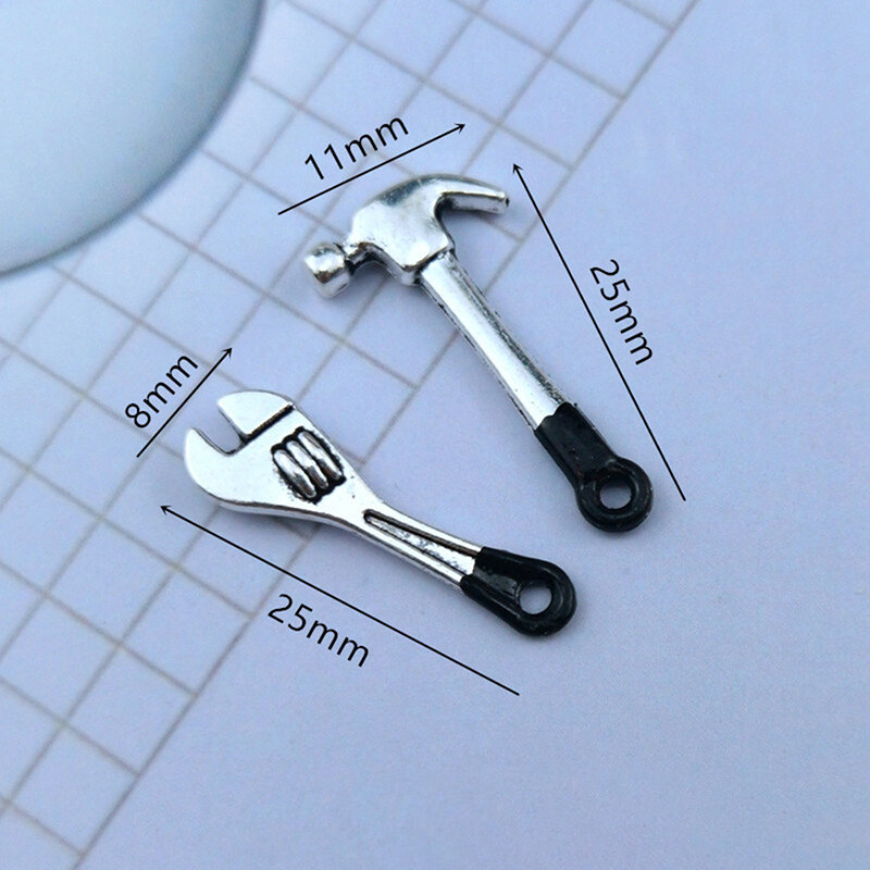 2Pcs/set Tools Mini Hammer Wrench Toys 1:12 Dollhouse Miniature Simulation DIY Crafts Accessories toys for boys