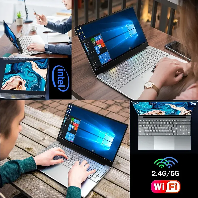 Czarny Laptop Premium Intel Celeron J4125 15.6 Cal Windows 10 11 Pro 1920*1080 Laptop biurowy 12GB RAM 512GB/1TB SSD NoteBook