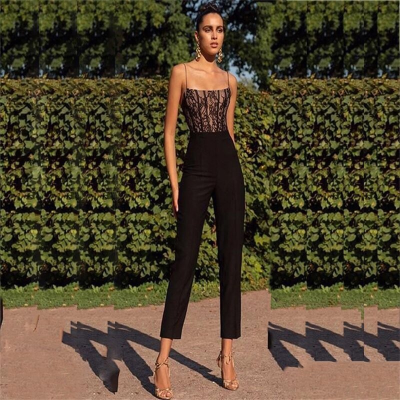 Женский элегантный повседневный длинный однотонный черный Классический комбинезон без рукавов с открытой спиной уличная одежда монохромные спортивные брюки