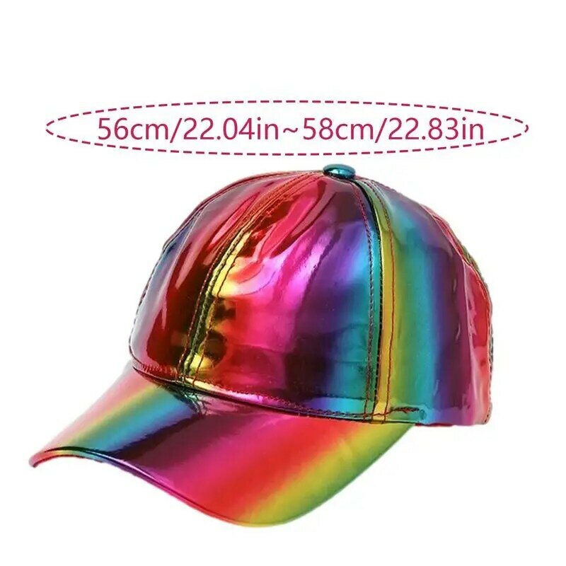 Adjustable Shiny Holographics Baseball Caps Hip Hop Flat Brim Rock Snapback Hat Reflective Snapback Hat For Rave Cosplay Casual
