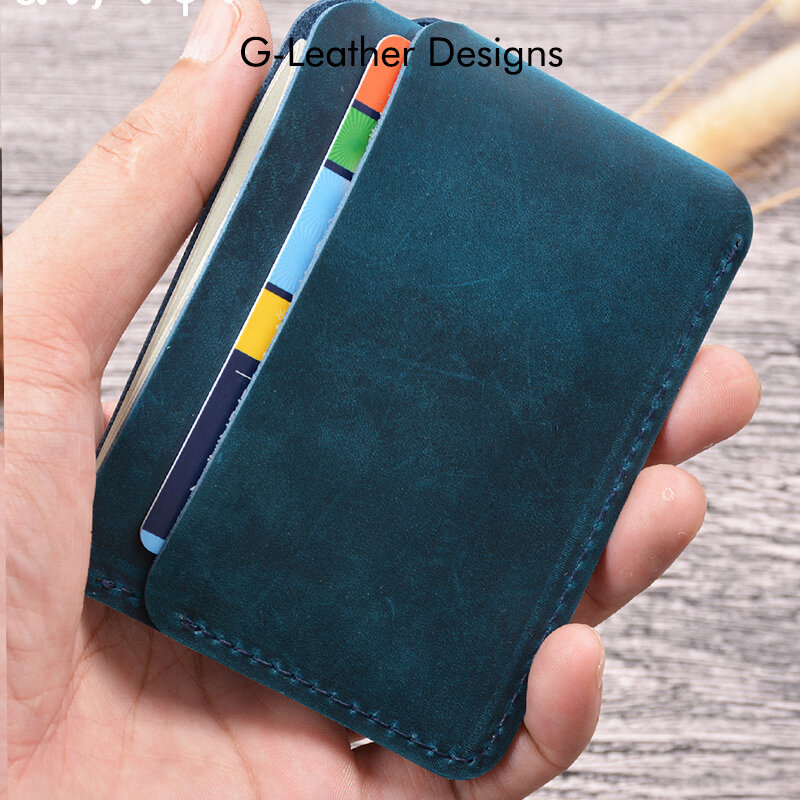 genuine Leather Luxury Crazy Horse Leather Card Holders Vintage Credit Card Wallet