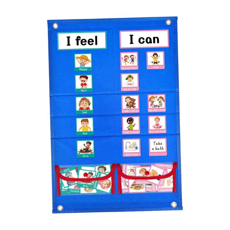 Kids Visual Schedule Reward Chart Foldable Bedtime Chart Removable Routine Pocket Chart for Ground Table Desk Classroom Children