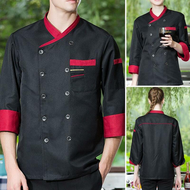 Chef Workwear ทำอาหาร Uniform แขนยาวเชฟร้านอาหารเสื้อฤดูใบไม้ร่วงฤดูหนาว Pocket Chef เสื้อผ้า Top