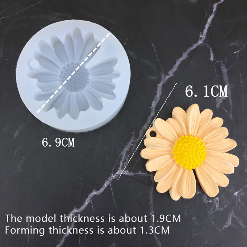 Cetakan silikon bunga Chamomile Daisy dengan lubang cetakan lilin Sabun buatan tangan epoksi aromaterapi mobil cetakan Icing permen dekorasi DIY