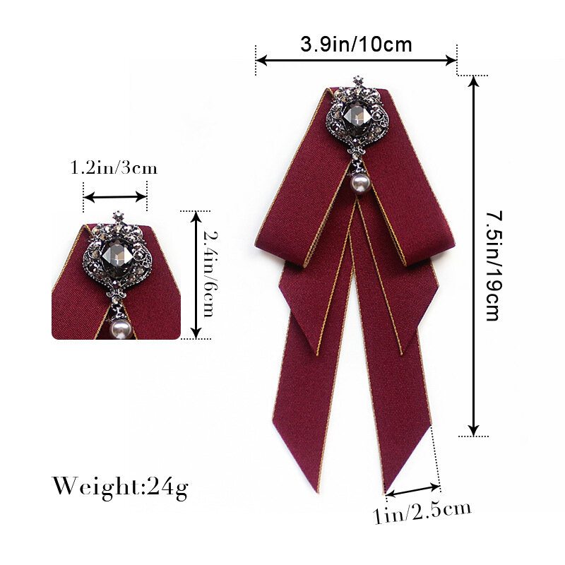 Vintage Bow Tie Cameo Ladiesหัวเพชรริบบิ้นเข็มกลัดChicหญิงเครื่องประดับElegant Collar Pin Girl Cravatของขวัญผู้ชาย
