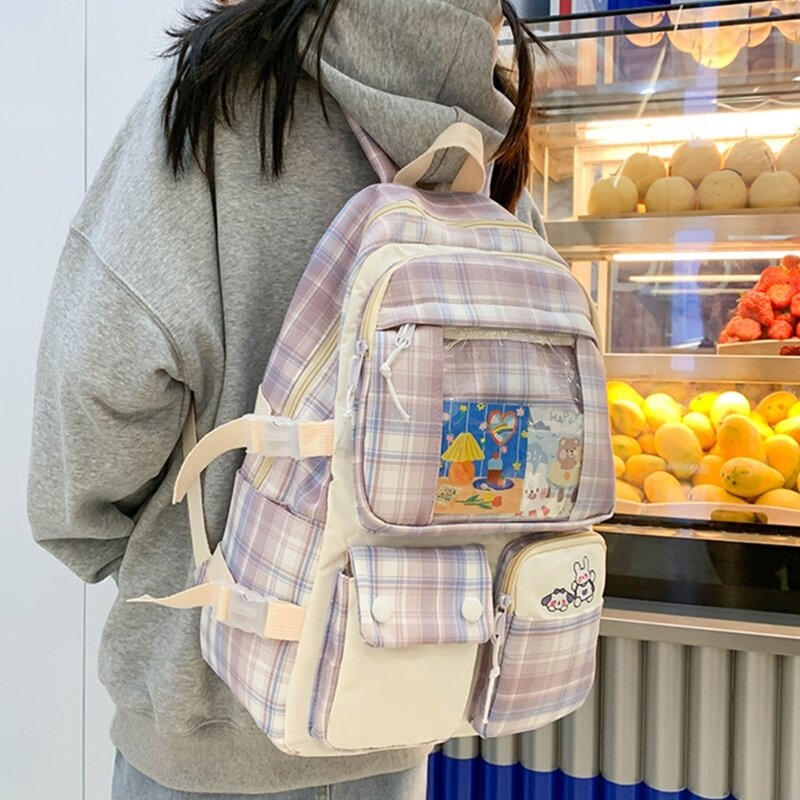 Tas punggung sekolah nilon modis tas Laptop bepergian tas punggung kasual tas sekolah untuk pelajar tas buku 517D