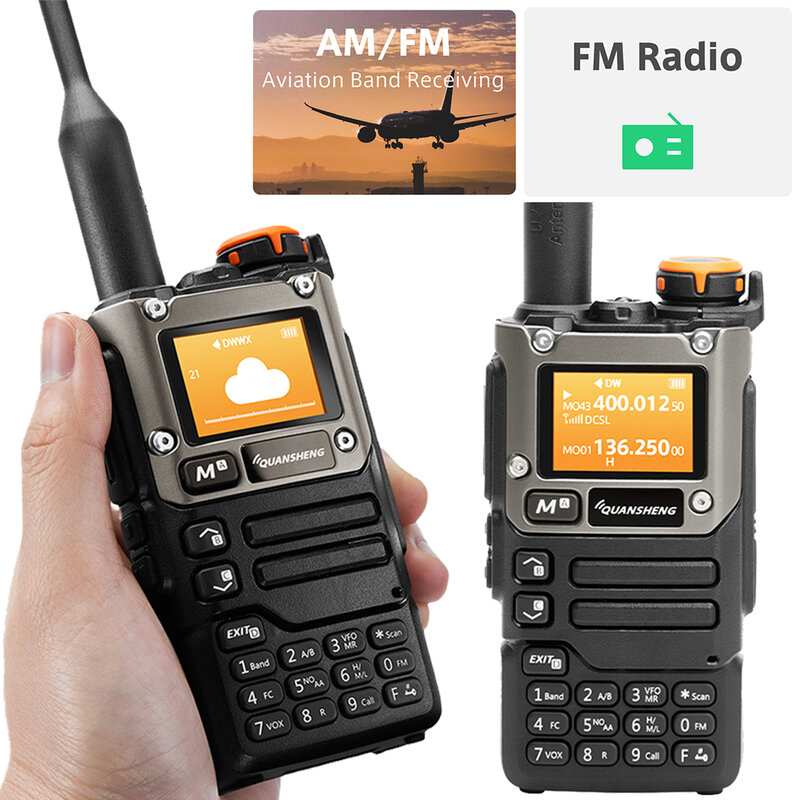 UV-K6วอล์คกี้ทอล์คกี้5W คลื่นความถี่2ทางวิทยุสถานีตำรวจการบิน NOAA ตัวรับส่งสัญญาณ UHF VHF DTMF FM ความถี่ CB