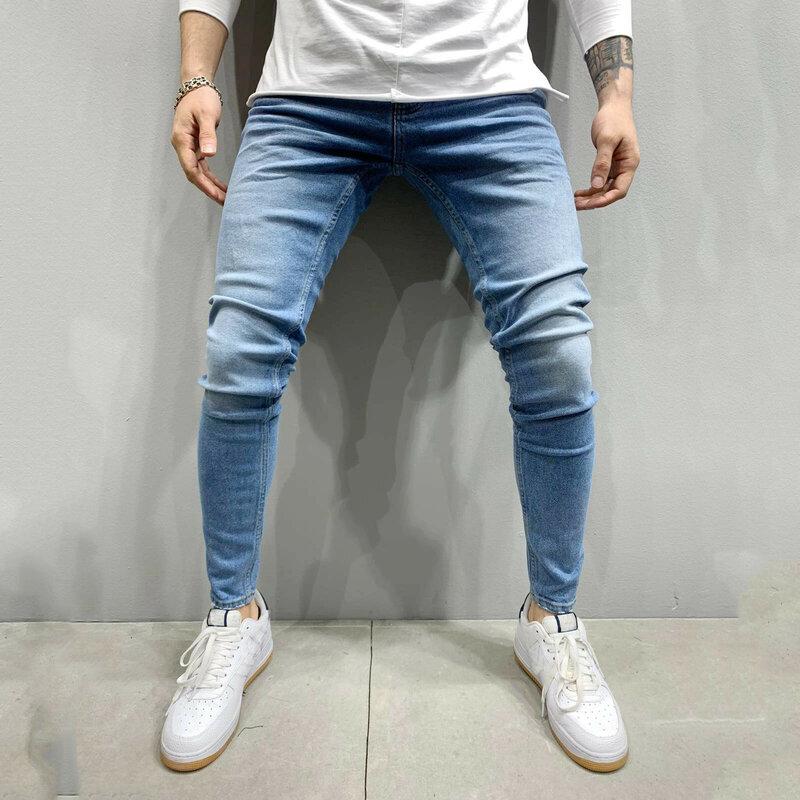 High Quality Stretch Elastic Skinny Jeans Men European American Classic Solid Washed Denim Pant Casual Pantalones Hombre Joggers