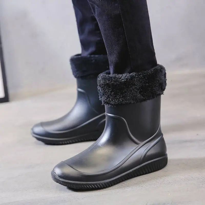 Wysokiej jakości męskie kalosze wodoodporne buty robocze do połowy łydki wiosenne jesienne buty wędkarskie męskie utrzymują ciepło zimowe kalosze Botas Hombre