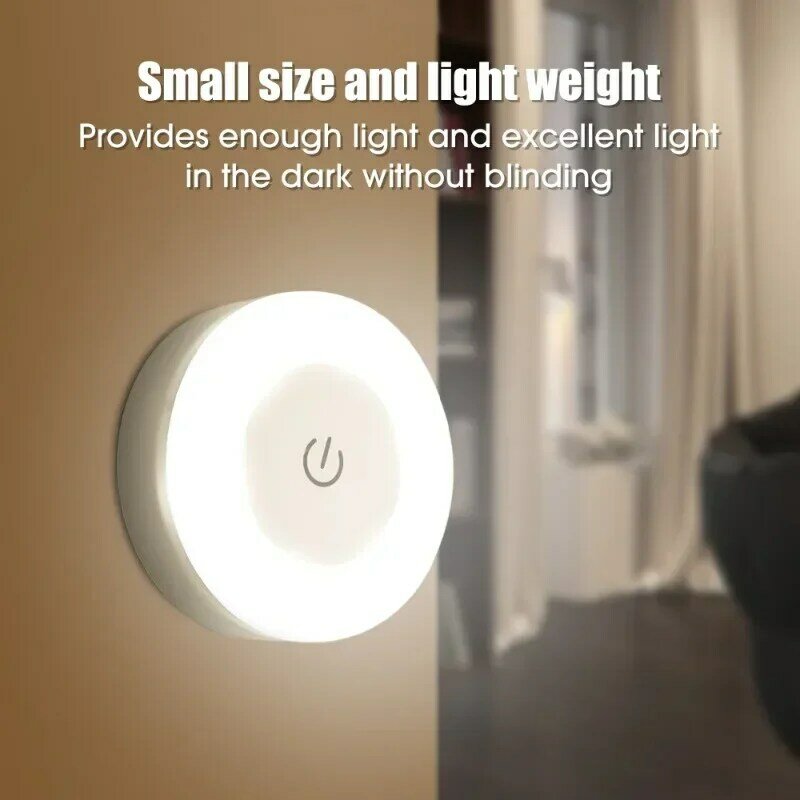 Led Touch Sensor Nachtlampjes 3 Modi Usb Oplaadbare Magnetische Basis Wandlampen Ronde Draagbare Dimmen Nachtlamp Kamer Decor