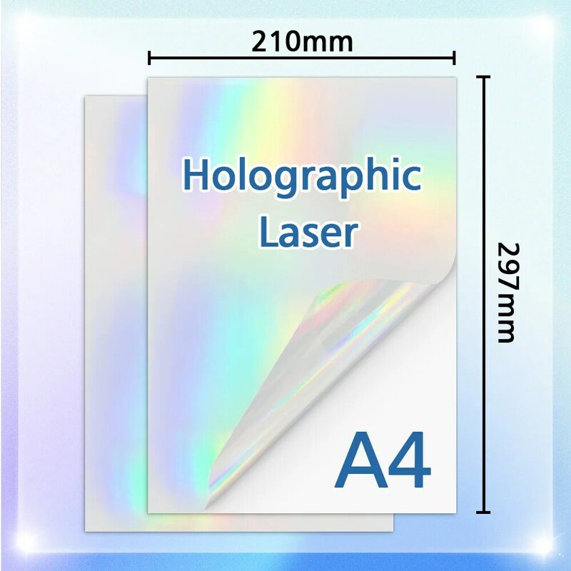 Película de laminación en frío holográfica A4, película de papel autoadhesiva de estrellas de vidrio roto, tarjeta de paquete de bricolaje, película de laminación de fotos, 10 hojas
