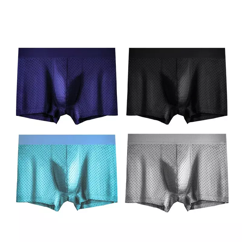 Comfortable Ice Silk Men's Underwear Mesh Antibacterial Thin Breathable Comfortable Summer Men's Boxers A Must for Men