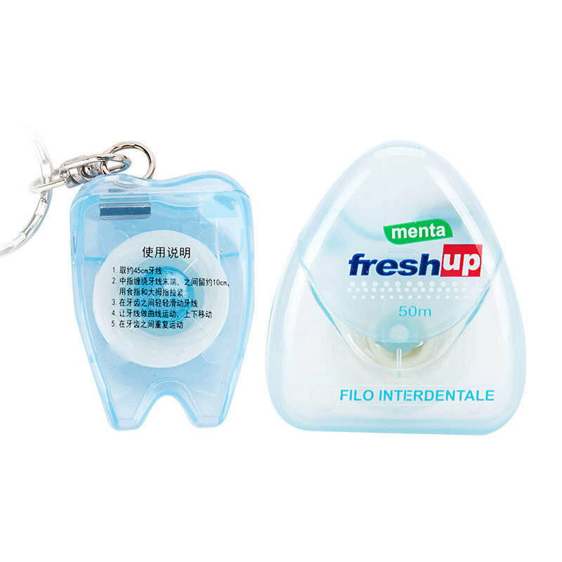 Portable Dental Floss Keychain, Mint Flavor Floss Cleaning, Higiene Oral, Saúde, Odontologia, Linha Flat Tooth, Higiene Oral, 15m